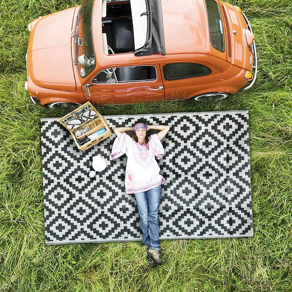 <Clearance> Outdoor Rugs & Mats for Patios, Camping, Picnics & Festivals: Reversible Easy Cleaning Patio Rug Portable Comfortable Woven Outdoor Carpet