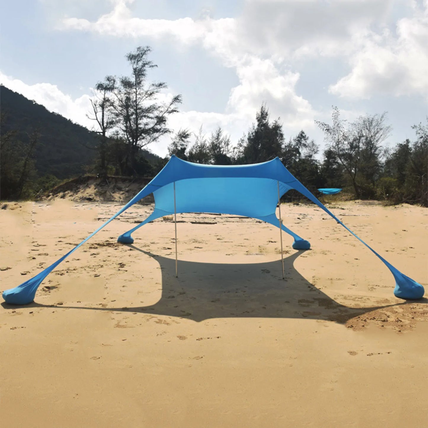 Beach Shade- Large Portable Windproof Beach Tent; Easy Pop Up Sun Shade