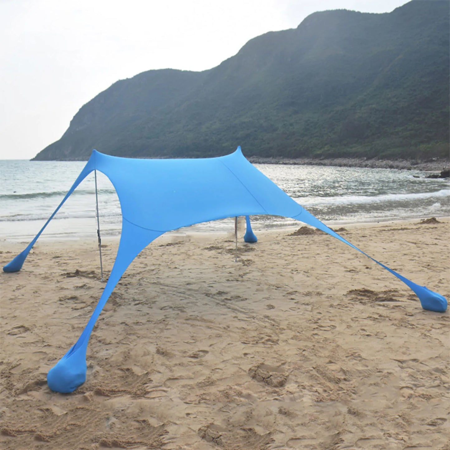 Beach Shade- Large Portable Windproof Beach Tent; Easy Pop Up Sun Shade