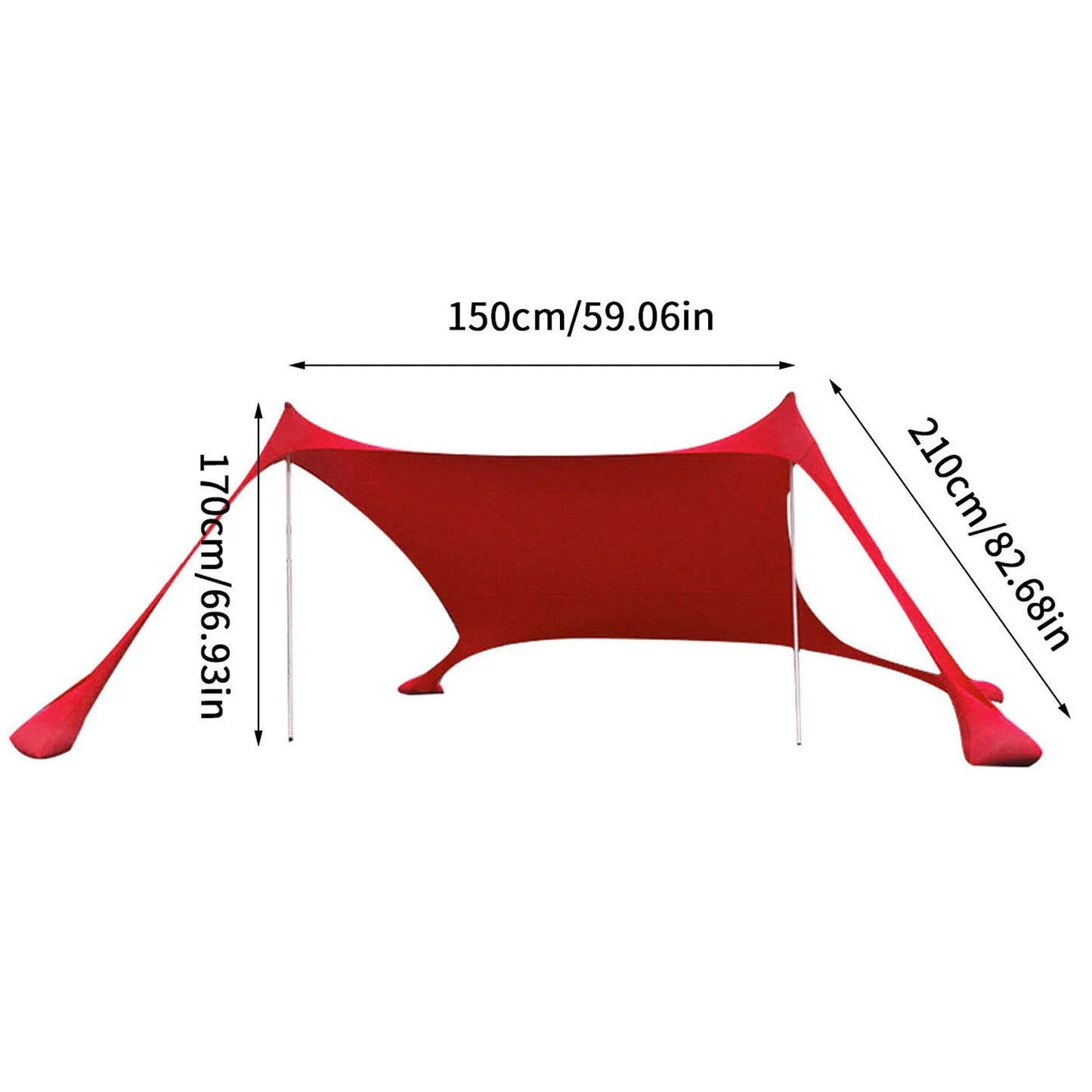 Beach Shade- Large Portable Windproof Beach Tent; Easy Pop Up Sun Shade